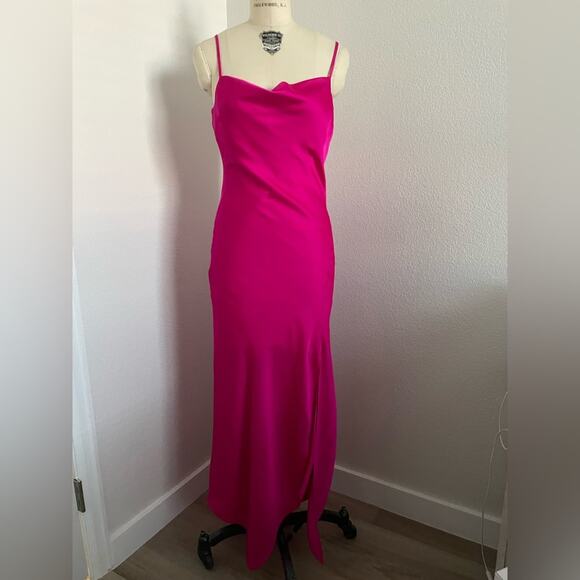 Express | Hot Pink Slip Maxi Dress with Side Slit size XS - Picture 1 of 4